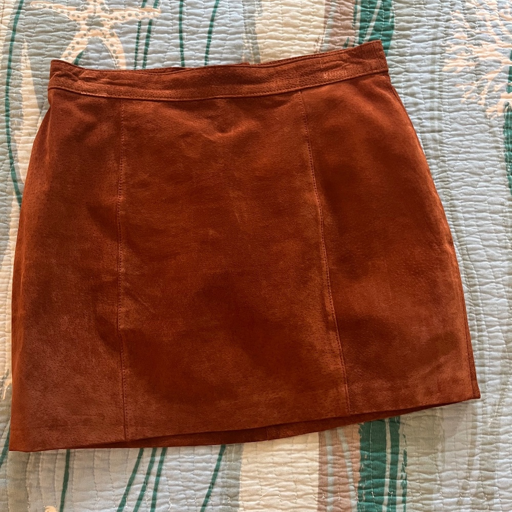 100% leather mini skirt size 27 RUST COLOR